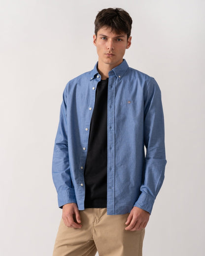 GANT Mens Slim Fit Long Sleeve Oxford Shirt - 407 Rich Blue