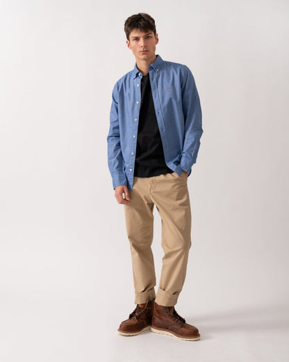 GANT Mens Slim Fit Long Sleeve Oxford Shirt - 407 Rich Blue