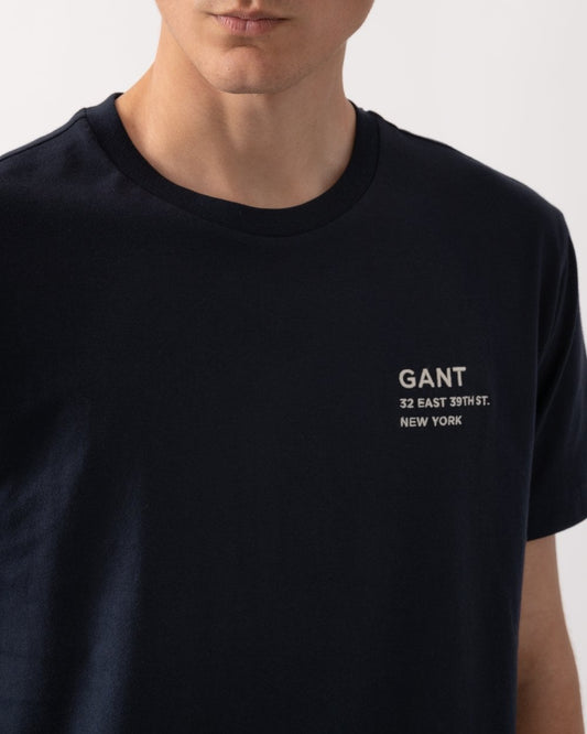 GANT Mens Small Graphic Short Sleeve T-Shirt - 433 Evening Blue