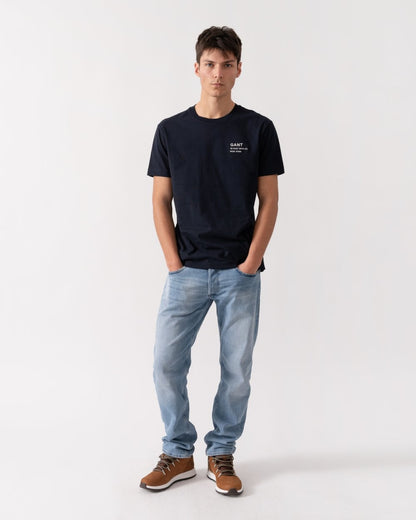 GANT Mens Small Graphic Short Sleeve T-Shirt - 433 Evening Blue