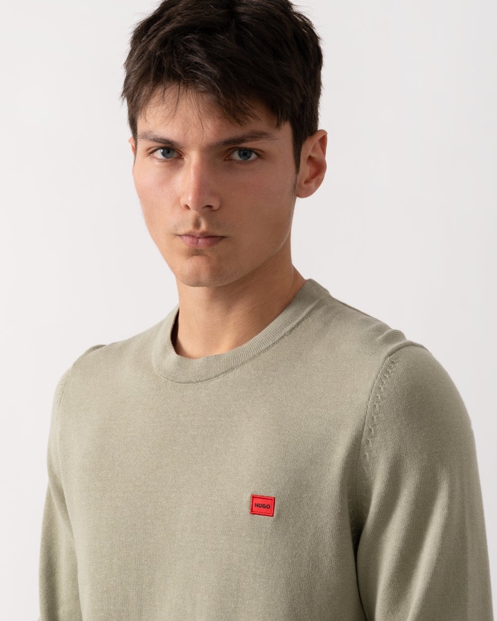 HUGO San Cassius Mens Crew Neck Sweater - Open Green 391