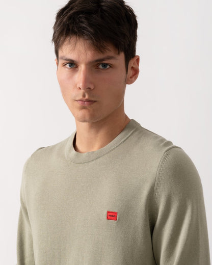 HUGO San Cassius Mens Crew Neck Sweater - Open Green 391