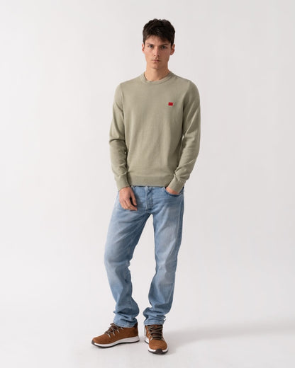 HUGO San Cassius Mens Crew Neck Sweater - Open Green 391
