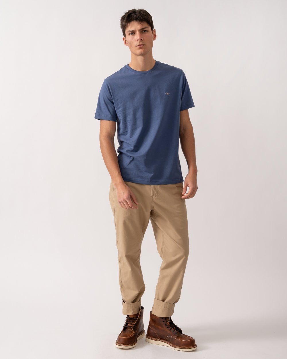 GANT Mens Regular Fit Short Sleeve Shield Logo T-Shirt - 401 Dusty Navy