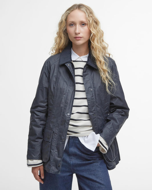 Barbour Lightweight Beadnell Womens Wax Jacket - Royal Navy - CHO - Designer Womens Light Jackets