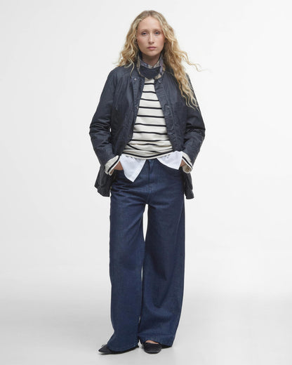 Barbour Lightweight Beadnell Womens Wax Jacket - Royal Navy - CHO - Designer Womens Light Jackets