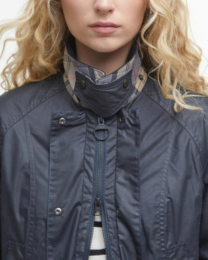Barbour Lightweight Beadnell Womens Wax Jacket - Royal Navy - CHO - Designer Womens Light Jackets