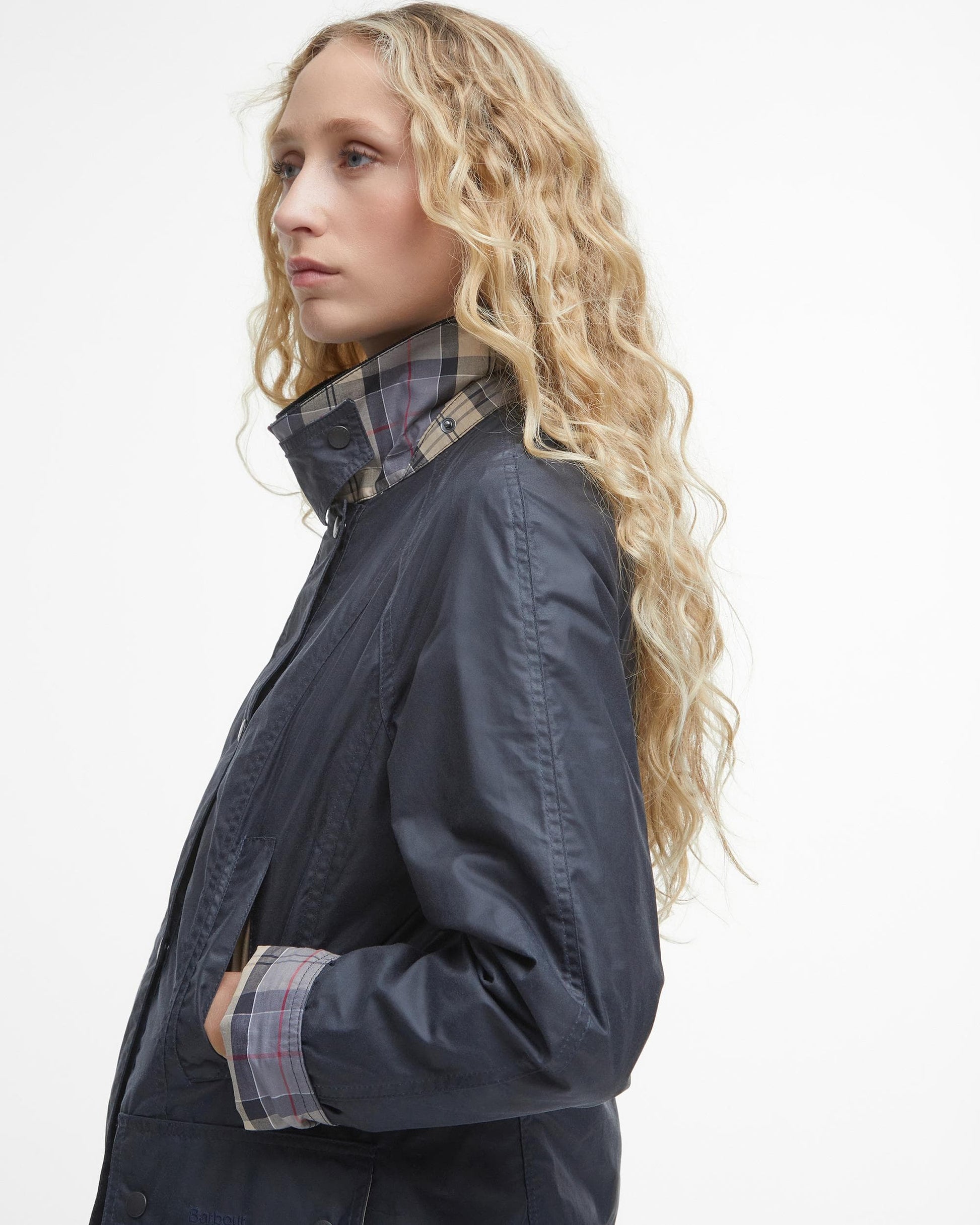 Barbour Lightweight Beadnell Womens Wax Jacket - Royal Navy - CHO - Designer Womens Light Jackets