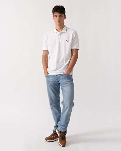 PS Paul Smith Mens Regular Fit Short Sleeve Zebra Badge Polo - 01 White