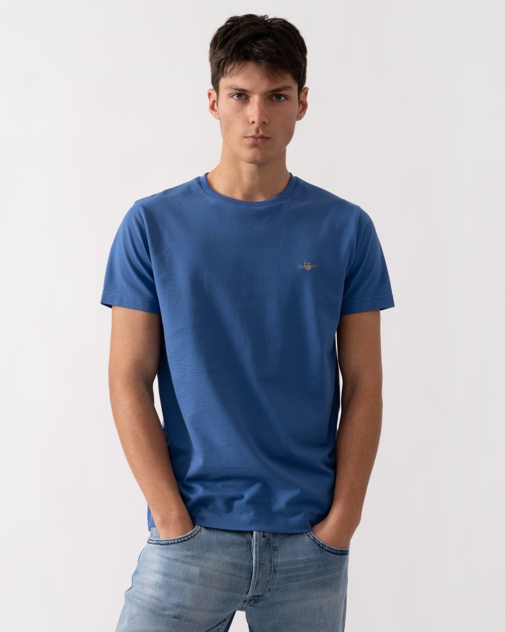 GANT Mens Slim Pique Short Sleeve T-Shirt - 407 Rich Blue