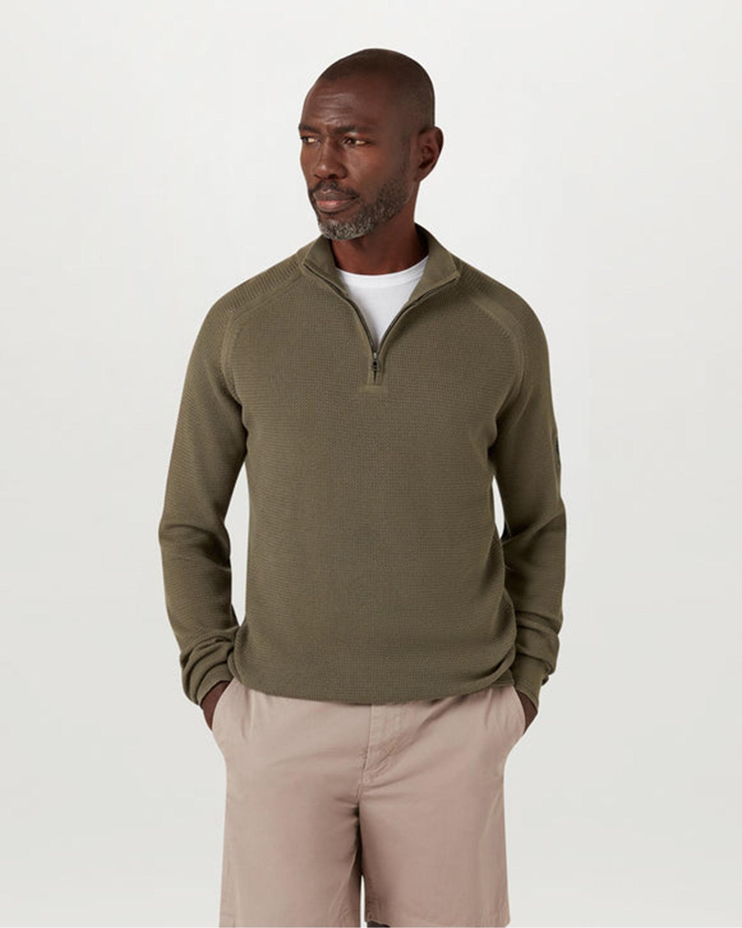 Belstaff Guide Mens Quarter Zip Jumper - Surplus Green