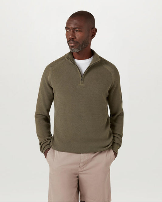 Belstaff Guide Mens Quarter Zip Jumper - Surplus Green