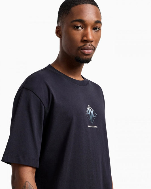 Armani Exchange Mens AX Diamond Logo T-Shirt - Deep Navy UB101