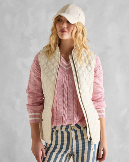 Joules Minx Womens Diamond Quilt Gilet - Cream