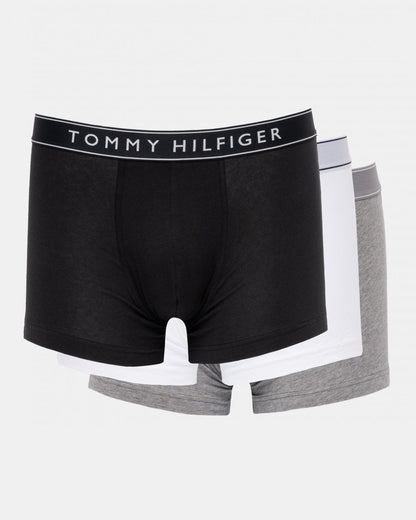 Tommy Hilfiger 3 Pack Mens Tonal Trunks - Mid Heather/ Black/ TH White