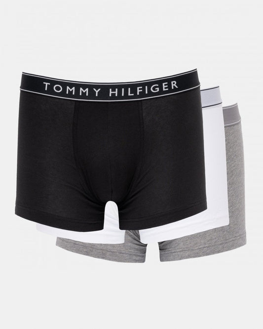 Tommy Hilfiger 3 Pack Mens Tonal Trunks - Mid Heather/ Black/ TH White