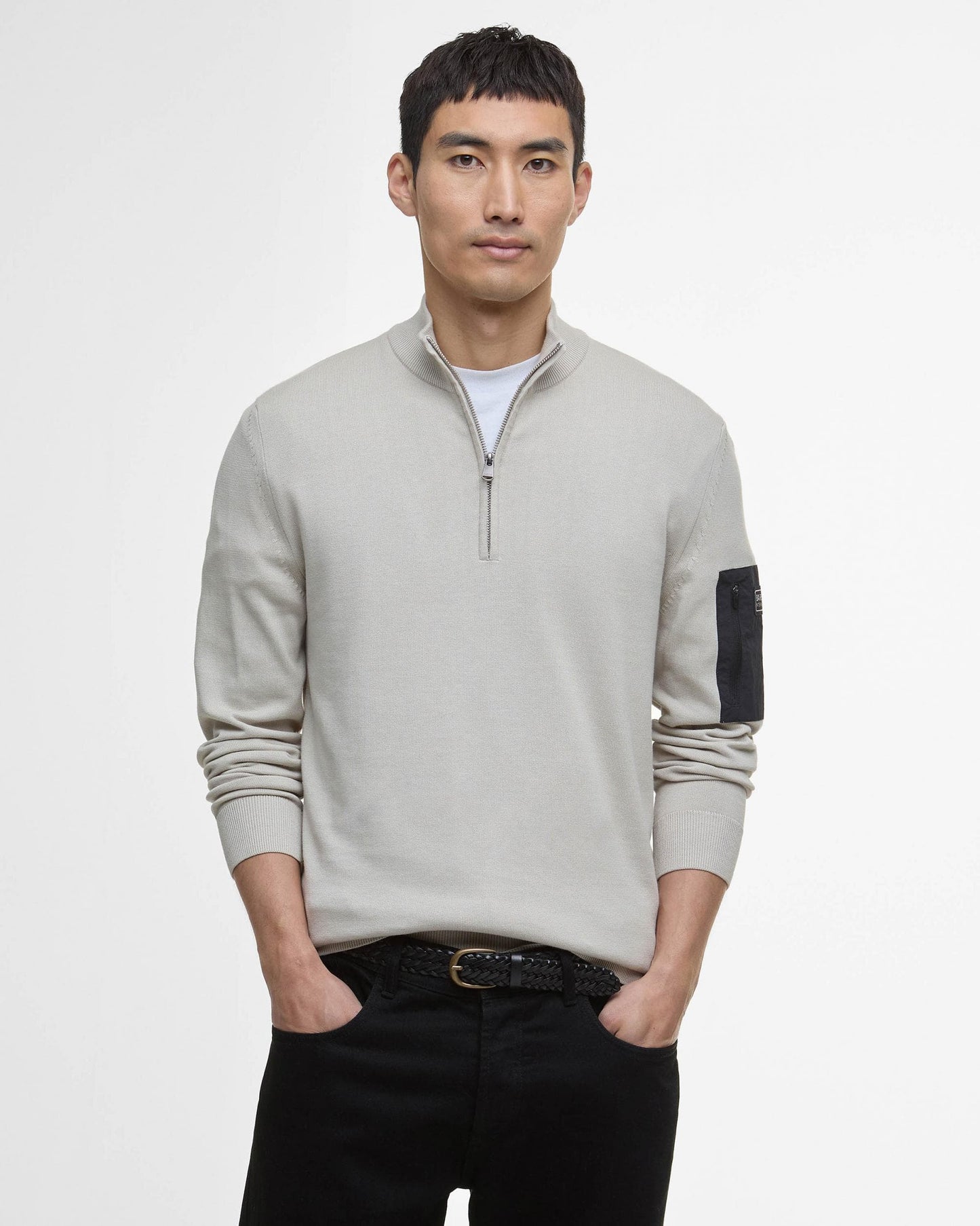Barbour International Blades Mens Cotton Half Zip Jumper - Mist