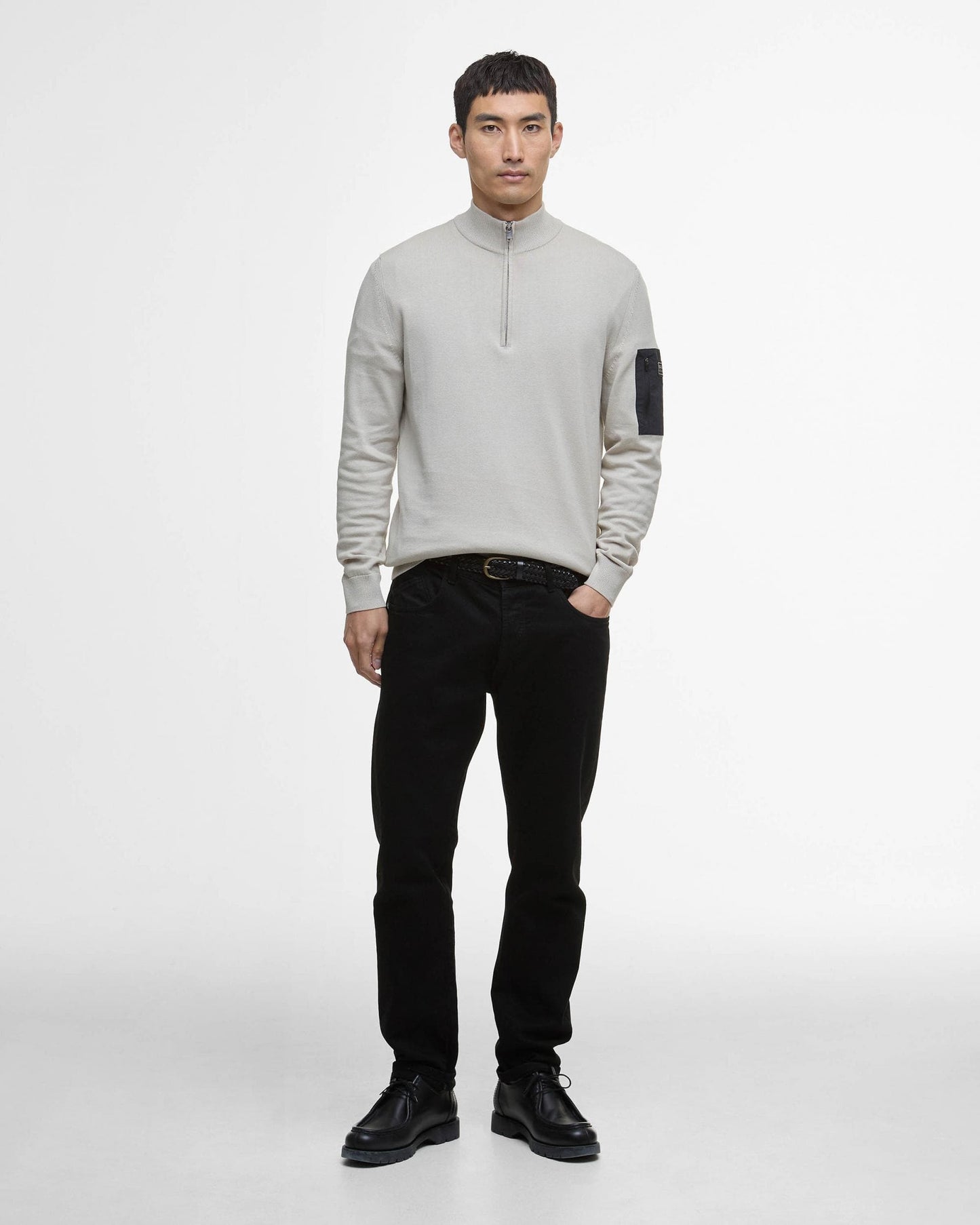 Barbour International Blades Mens Cotton Half Zip Jumper - Mist