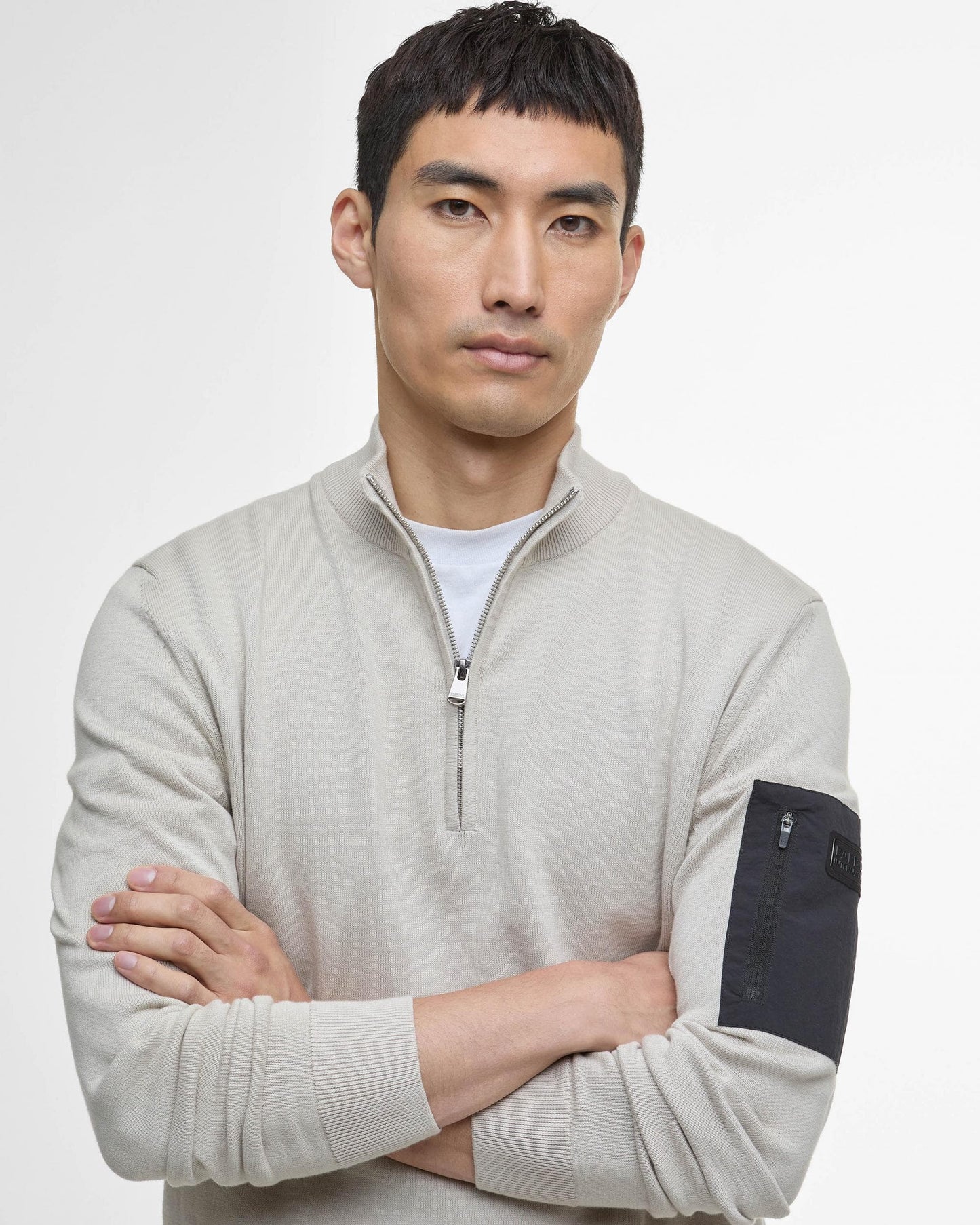Barbour International Blades Mens Cotton Half Zip Jumper - Mist