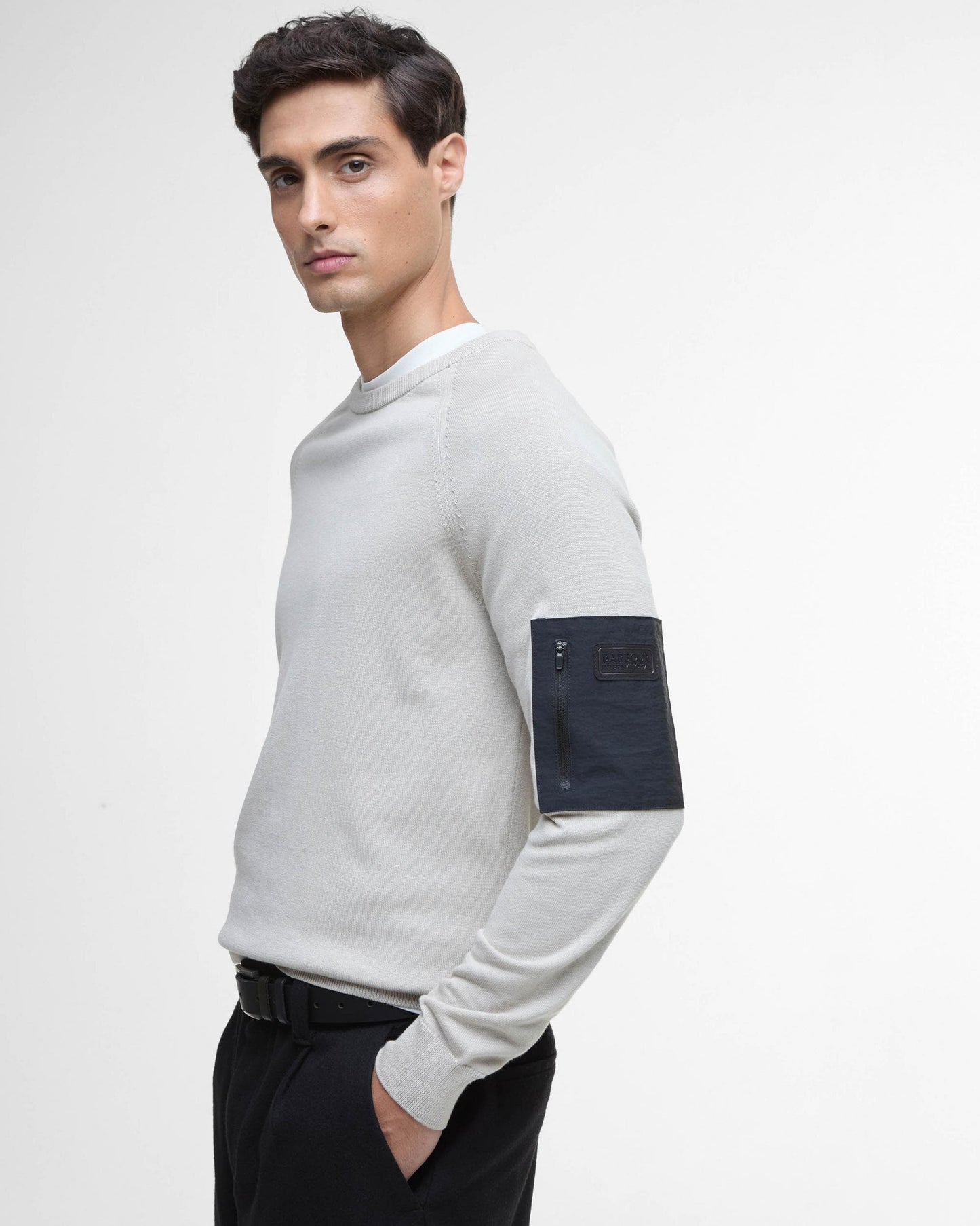 Barbour International Blades Mens Cotton Crew Neck Jumper - Mist