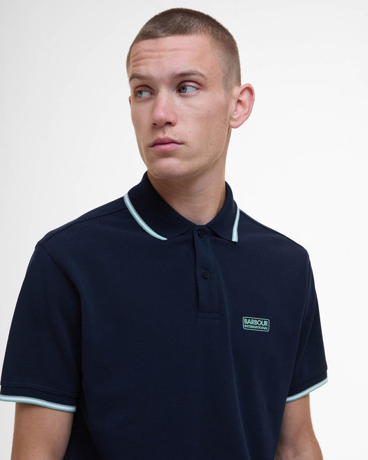 Barbour International Evan Mens Tipped Polo Shirt - Sapphire Navy
