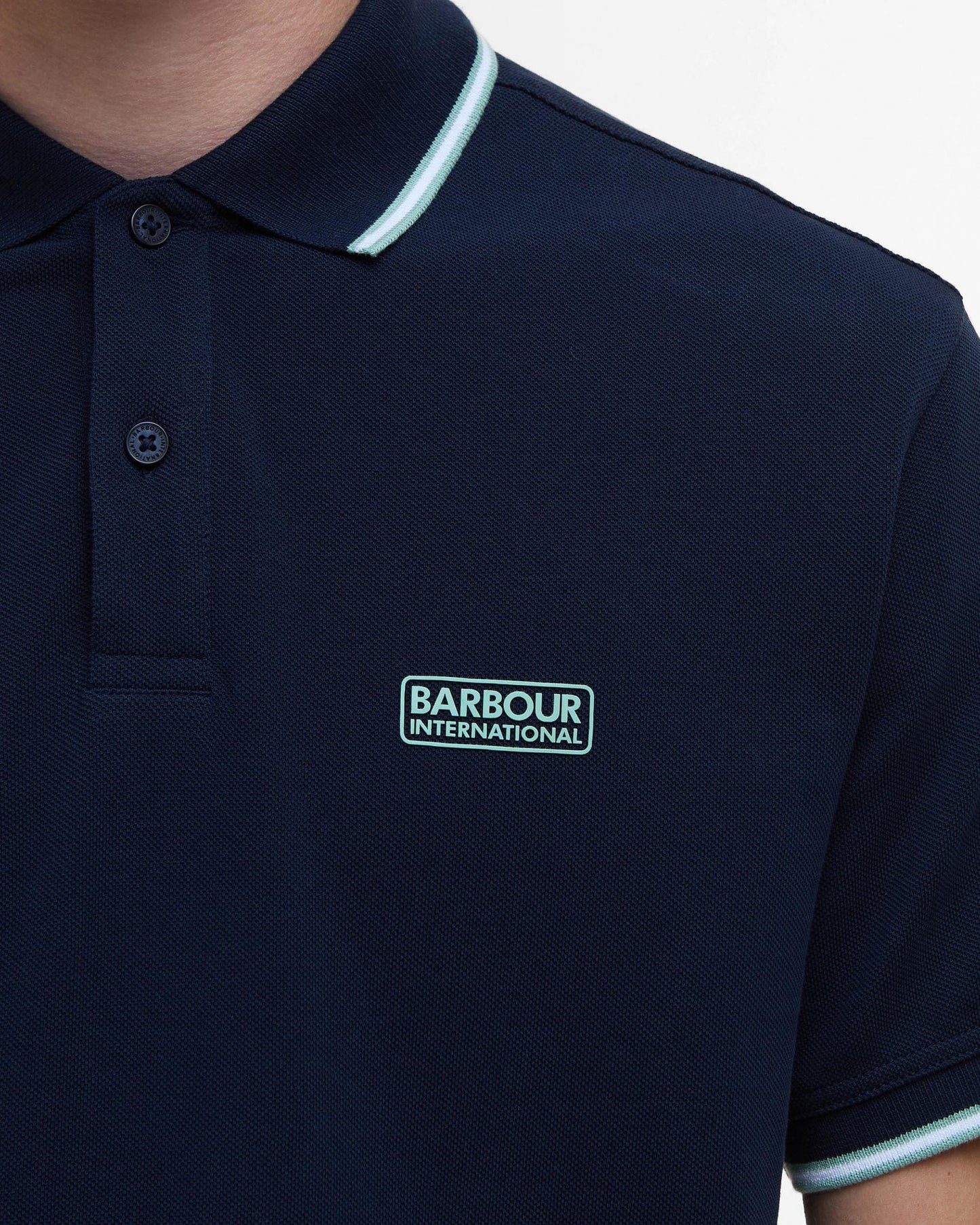 Barbour International Evan Mens Tipped Polo Shirt - Sapphire Navy