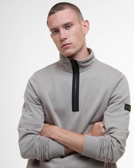 Barbour International Outline Mens Funnel Neck Sweatshirt - Concrete