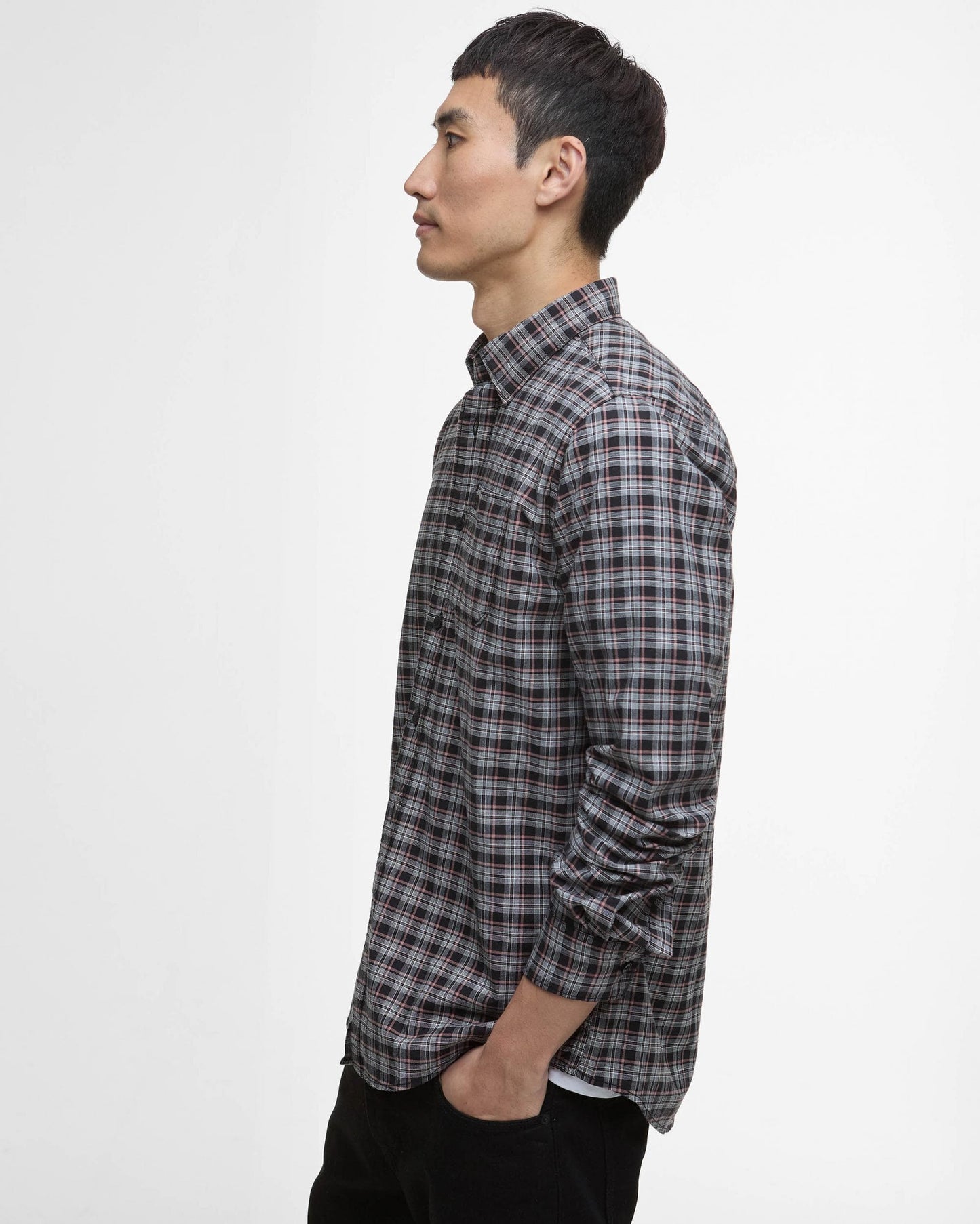 Barbour International Hawks Mens Check Long Sleeve Oxford Shirt - Black