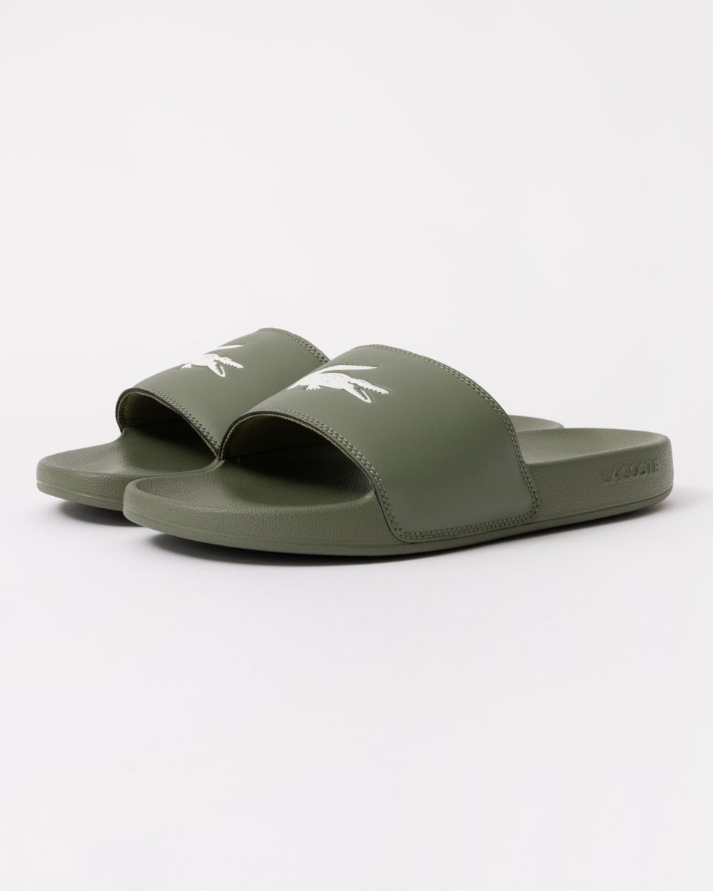 Lacoste Mens Serve Sliders - Khaki/White 255 - CHO - Designer Mens Sandals
