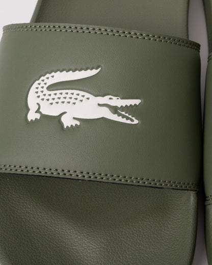 Lacoste Mens Serve Sliders - Khaki/White 255 - CHO - Designer Mens Sandals