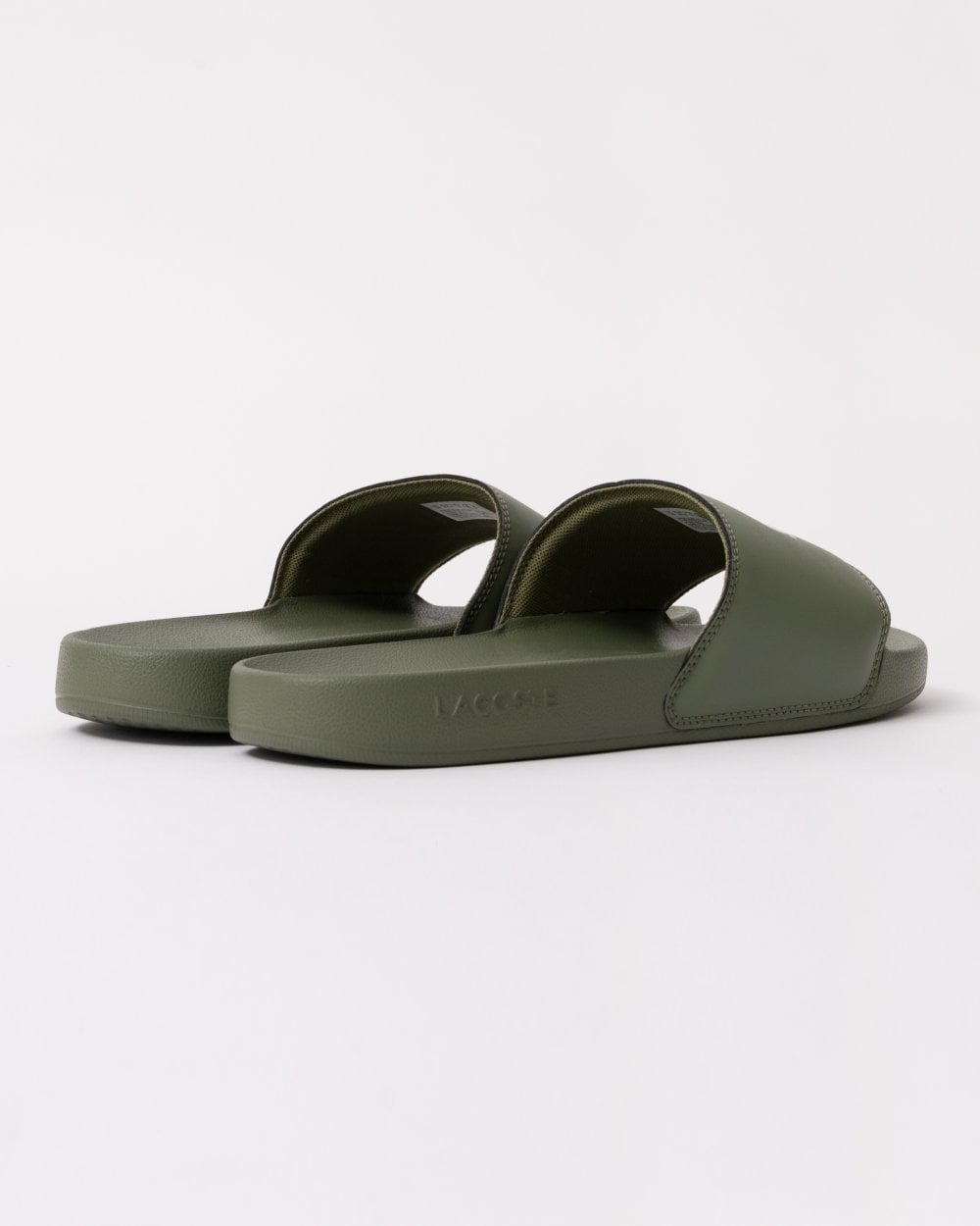 Lacoste Mens Serve Sliders - Khaki/White 255 - CHO - Designer Mens Sandals