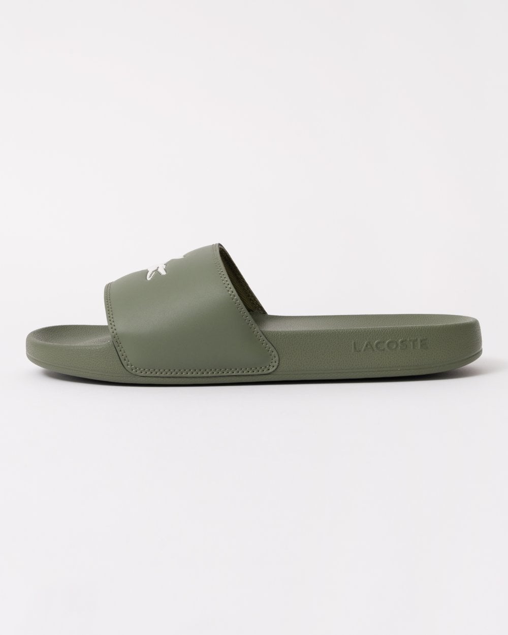 Lacoste Mens Serve Sliders - Khaki/White 255 - CHO - Designer Mens Sandals