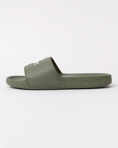 Lacoste Mens Serve Sliders - Khaki/White 255 - CHO - Designer Mens Sandals