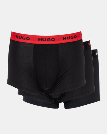HUGO 3-Pack Mens Trunks with Coloured Waistbands - Black 010