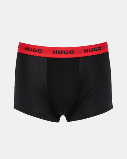 HUGO 3-Pack Mens Trunks with Coloured Waistbands - Black 010