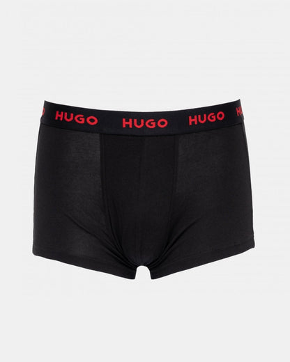 HUGO 3-Pack Mens Trunks with Coloured Waistbands - Black 010