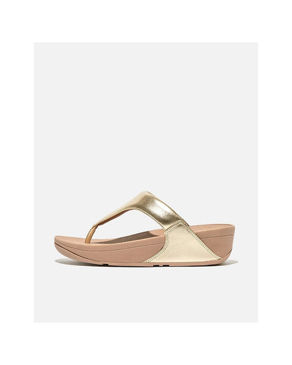 Fitflop Lulu Leather Toepost Womens Flip-Flop - Platino 675