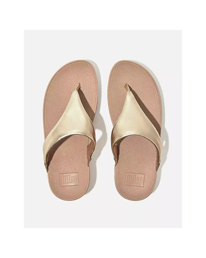 Fitflop Lulu Leather Toepost Womens Flip-Flop - Platino 675