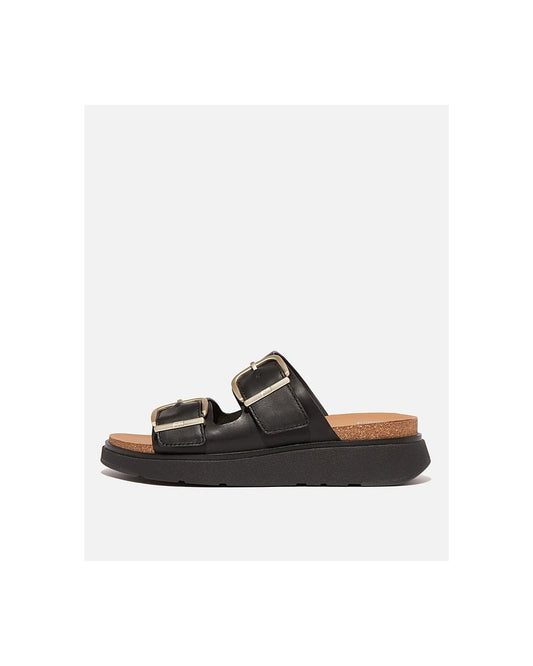 FitFlop Womens Gen-FF Buckle Two-Bar Leather Slides