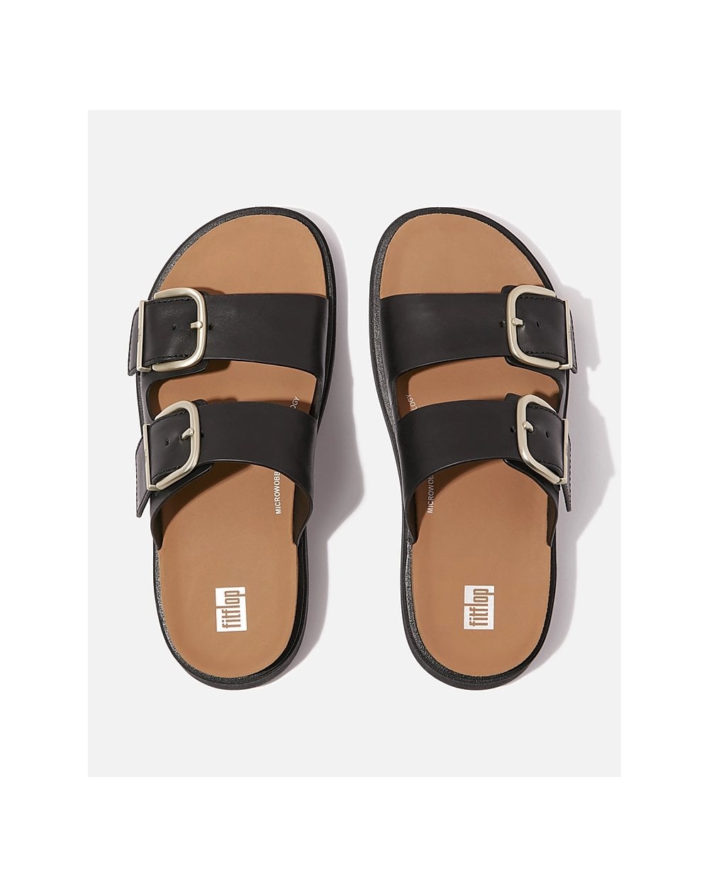 FitFlop Womens Gen-FF Buckle Two-Bar Leather Slides