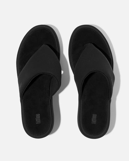 FitFlop PlatFForms Womens Wedge Toe-Post Sandals - All Black 090 - CHO - Designer Womens Sandals