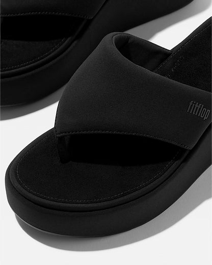FitFlop PlatFForms Womens Wedge Toe-Post Sandals - All Black 090 - CHO - Designer Womens Sandals