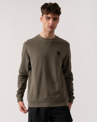 Belstaff Mens Crew Neck Sweatshirt With Logo Patch