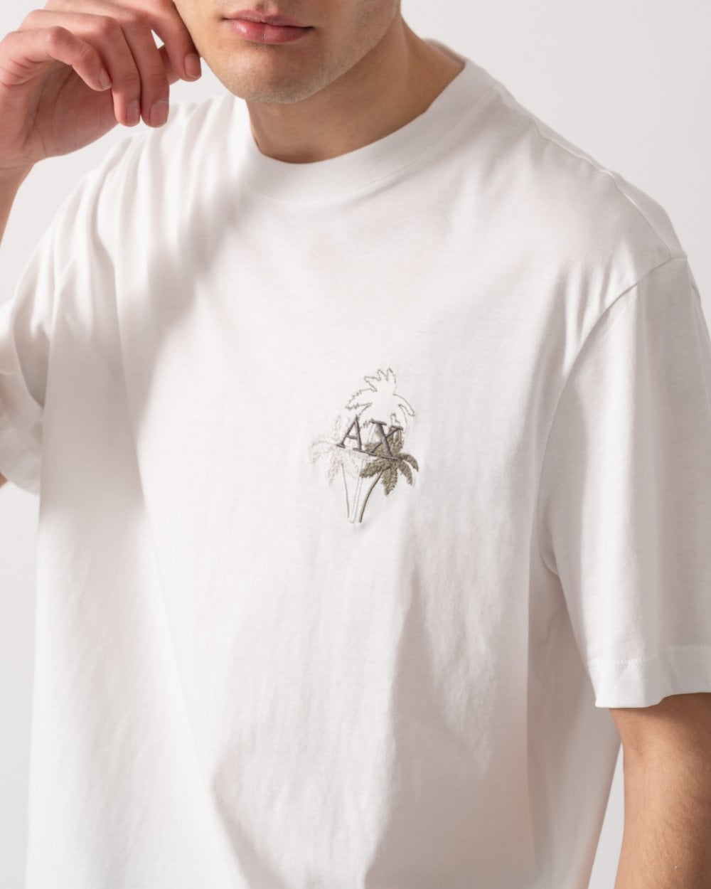 Armani Exchange Armani Exchange Mens Embroidered Palm Trees AX Logo T-Shirt