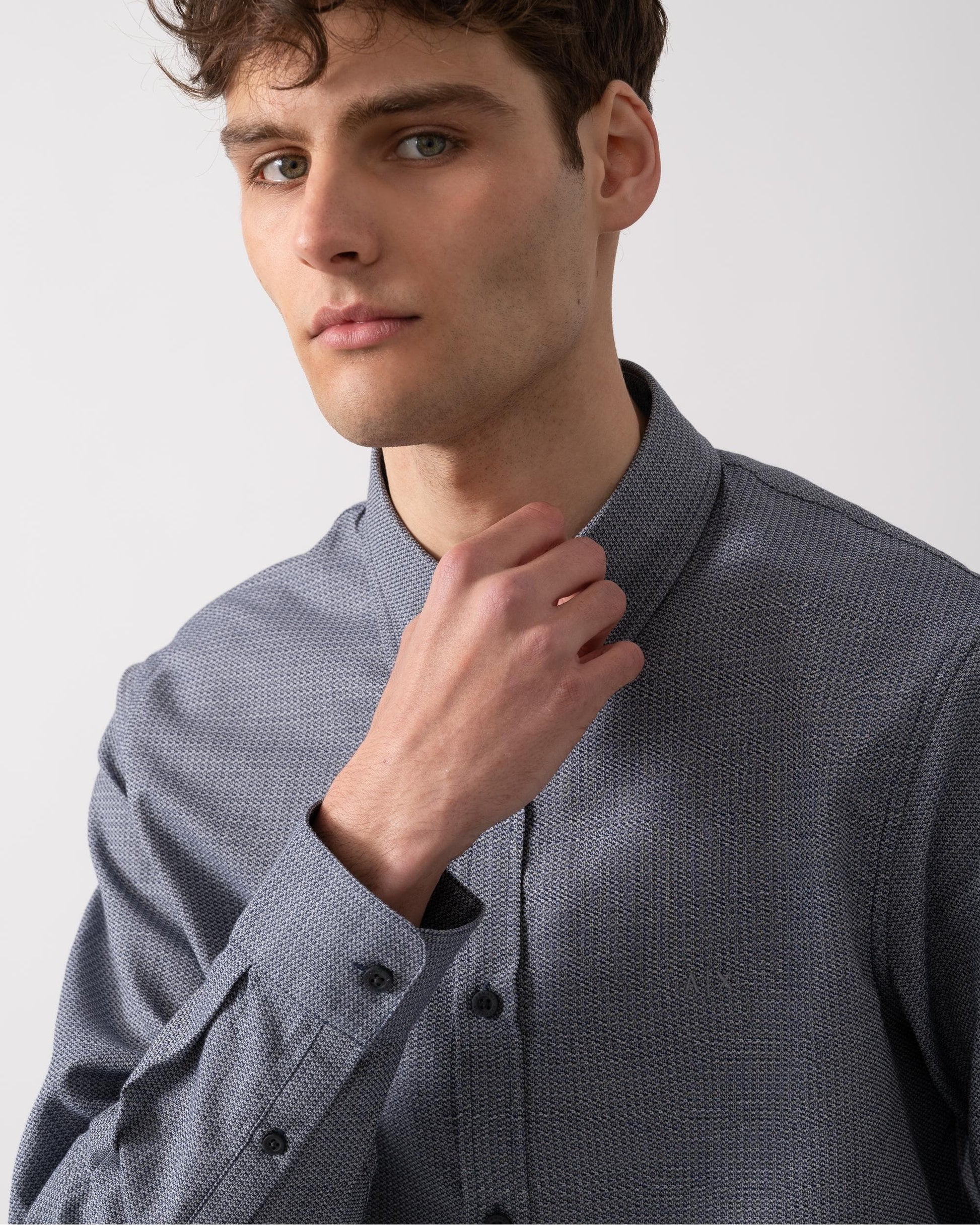 Armani Exchange Armani Exchange Mens Long Sleeve Button-Down Shirt