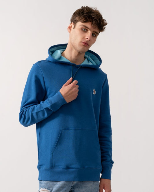 PS Paul Smith Mens Regular Fit Pullover Zebra Hoodie - 44F Petrol Blue