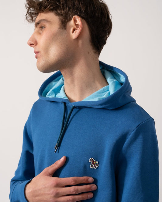 PS Paul Smith Mens Regular Fit Pullover Zebra Hoodie - 44F Petrol Blue