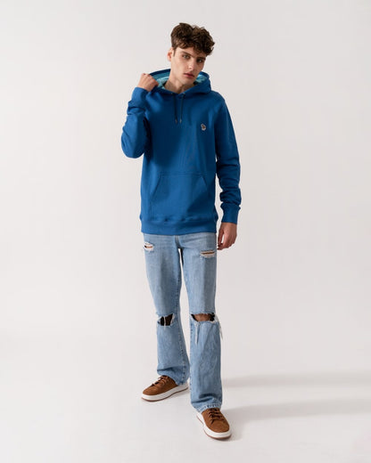 PS Paul Smith Mens Regular Fit Pullover Zebra Hoodie - 44F Petrol Blue