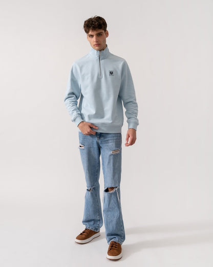 Belstaff Quarter Zip Sweatshirt - Sky Blue