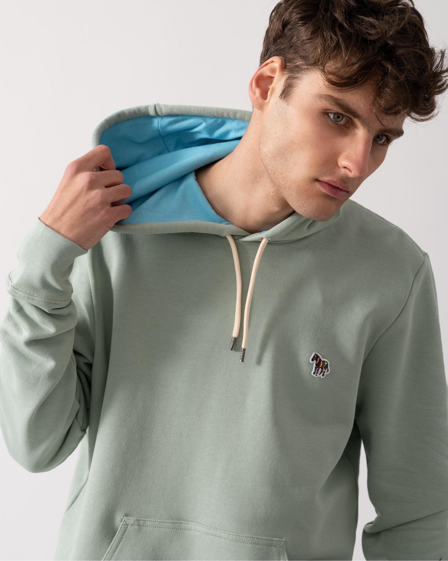 PS Paul Smith Mens Regular Fit Pullover Zebra Hoodie - 30B Pastel Green